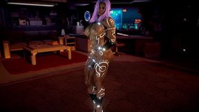 Strong futa elf shows off her pumped up body and shakes big tits in dance