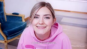 Gorgeous Blonde Girl Eva Elfie Sucking Off Her Lover