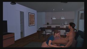 Stepmom caught stepson with a boner and begs for cum inside pussy! Standing Sex