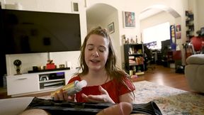 petite milf alice merchesi jacks off hard dick to make it cum