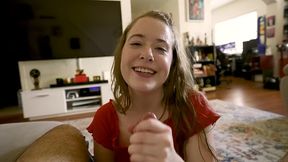 petite milf alice merchesi jacks off hard dick to make it cum