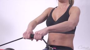 Fitness model Risa works out in the studio