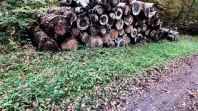 Rough Sex: Naked Pussy&#x1F32E;&#xFE0F; & Tits Lashing On A Wooden Pile