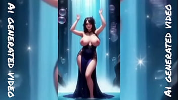 Ai generated video, sexy chinese girl dance with magic bubbles