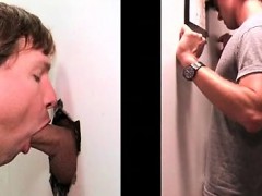 Blonde gay fellating giant dick on gloryhole