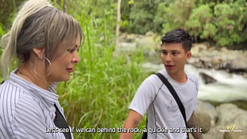 Stepson seduces stepmom in secluded river setting