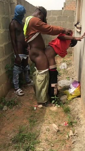 My Step Dad and His Friend Fuck Me Behind a Fenced Wall of House