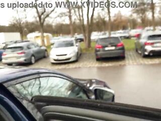 Public Parking Lot Handjob Next to Stranger and Bus Cum Finish