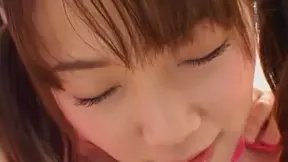 Horny young Japanese AV Model with pigtails sucks two dicks 3