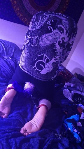 Nude Wearing Tail Plug Self Bondage