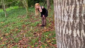Hot blonde witch in the forest on Halloween - Deepthroat Creampie Squirt