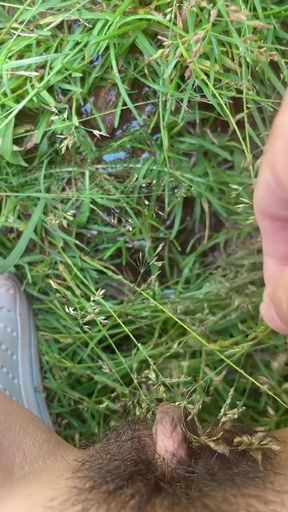 pissing outside near grape tree   Clip 2