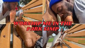 Worship me in the park simp Goddess Reign makes loser lick her shoes clean while spitting in his face