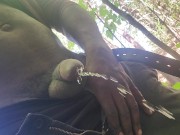 Black cock pissing outside in the woods hear the squirt hit the leaves join my onlyfans! #9