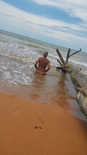 Sissy ladysilva on the beach tanned naked showing off her sexy mark hot ass