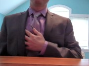 Gray Suit and Tie Office Chair Masturbation