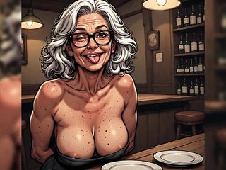 Aged Chicks in Bar (melons Out Comic Style Art)