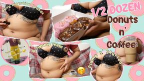 Half-Dozen Donuts & Coffee: Gurgly Digestion Sounds & Fat Tummy Tease n' Play!