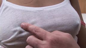 Bunny plays with her tits and her man&rsquo;s dick