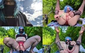 Having Fun with My Huge Toy on My Bike Ride
