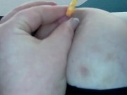 Slut comes while stitching needle in nipple