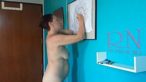 Indian nudist painting Indian pattern - Mandala. Relax music. Naked art workshop full video