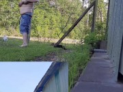 Risky daytime strip & rip w/nipple play