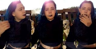 Chubby goth transgirl smoking cloves big titty anal fucking