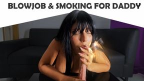 Daddy's Little Slut Smokes & Sucks Your Throbbing Cock - POV Deepthroat Blowjob with Cum in Mouth & Smoke Clouds (Messy Smoking Fetish)
