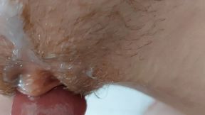 Unbridled passion as I let him cum inside me, his creampie leaving mine.