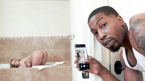 ”Jada Stevens, she can't have a moment alone at the bath because Ebony Prick Invasion starts”