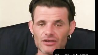 MenWorkinXXX.com - Bearded gay dude shows off tatts and strokes his dick solo