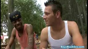 Black Muscled Dude Fucks Gay Skinny White Boy Bareback Style 14