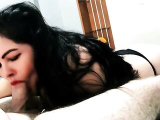 Married woman giving a oral-sex to her ally in the bedroom during the time that her spouse is in the living room and doesn't suspect a thing whilst his ally cums down her mouth. The most good appealing amateur oral.