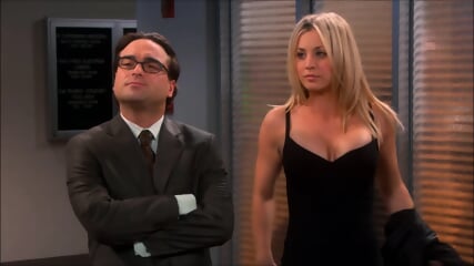 sexy boobs KALEY CUOCO ballbusting nerd, hard kick in the balls