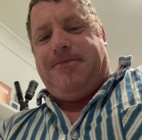 Red haired bi chubby guy with freckles plays with foreskin and penis