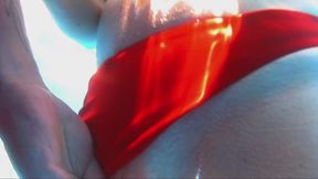 Handjob with cumshot underwater in our Pool