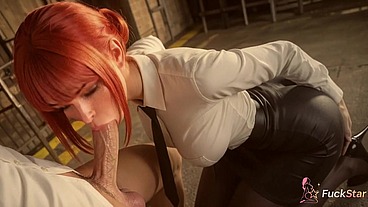 I completely subdued this dominant bitch Makima in a strict suit, making her obediently ride my cock to deep tears and moans [AI]