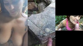 ruiva casada sai pra uma trilha na mata sozinha no caminho encontra uns caras e eles fazem a festa com a ruiva todos goza nela