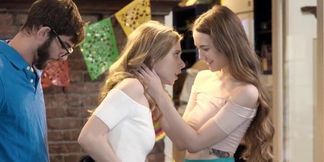 Anya Olsen rides cock while Samantha Hayes sucks