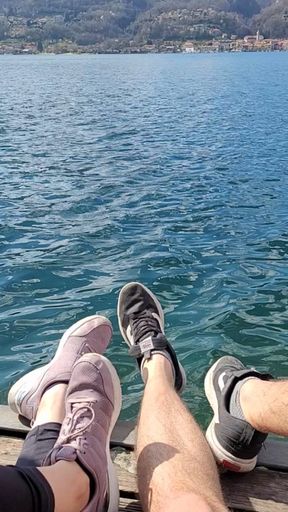 Me and my alpha are relaxing at lake while you pathetic cuck can just sniff and lick our sweaty socks and feet after a long walk
