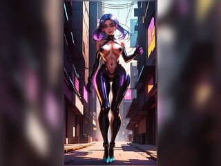 Cyberpunk sexy gals with large melons (Ai models)