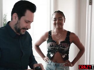 Large booty stepdaughter screwed by stepdad after this chab watched her on nanny cams
