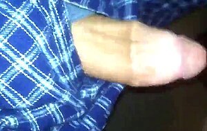 big fat plum headed cock snakes its way out of pajama pants