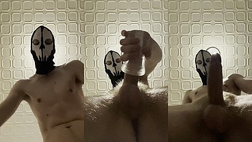 7 inch (18cm) Hot Cock owned by a Masked Slim Twink. Flashlight intense masturbation, Moaning.
