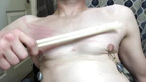 Clint Cumin- Disabled Sub Hits Chest, Cock, and Balls