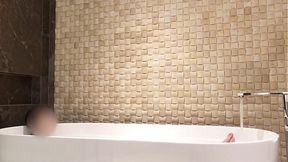 Bathroom playtime at upscale motel