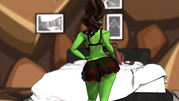 A green big booty alien steps out of a portal for some bbc sex - AI powered voice overs