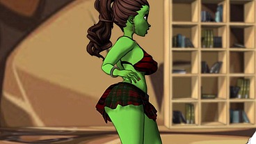 A green big booty alien steps out of a portal for some bbc sex - AI powered voice overs