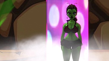A green big booty alien steps out of a portal for some bbc sex - AI powered voice overs